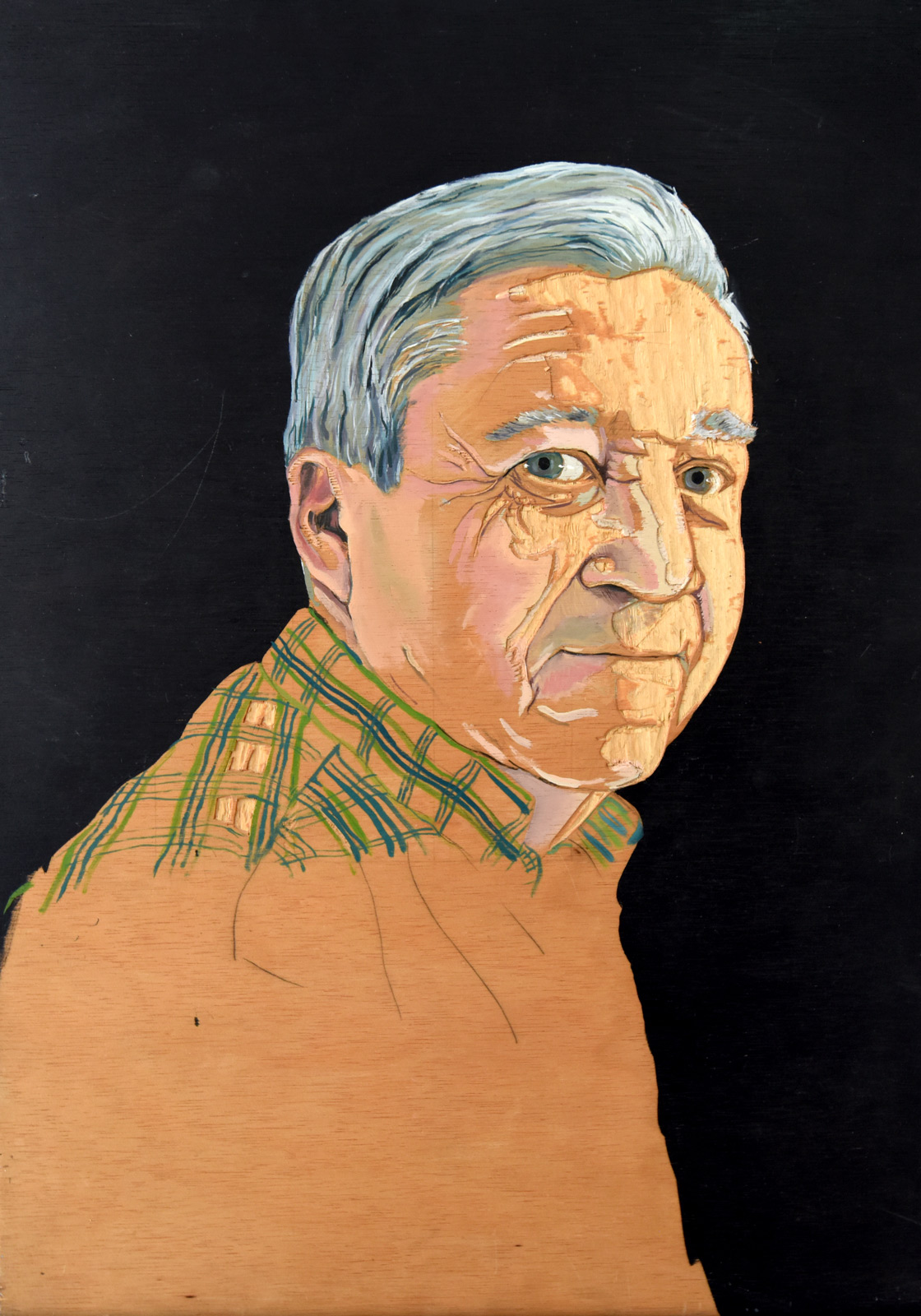 Mi padre - Madera de contrachapado tallada y pintada al óleo - 41x58 cm - 2006 - Matute Art